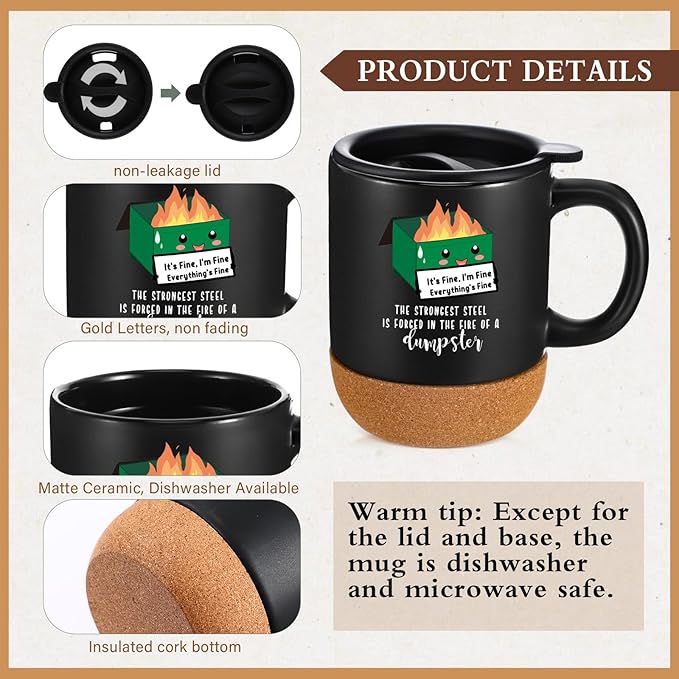 4 Pcs Funny Dumpster Gag Gifts Set for Employee Coworker Valentines Day Emotional Dumpster Notebook Mug Ballpoint Pen Scented Candle Appreciation Gift for Work Team Staff Teacher Nurse Boss