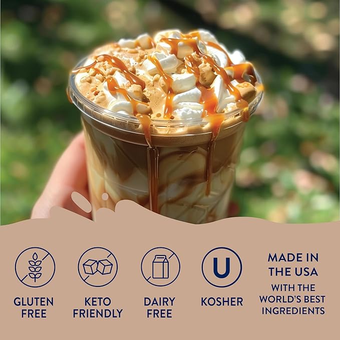 Jordan's Skinny Mixes Sugar Free Coffee Syrup, Salted Caramel Coffee Flavoring Syrup, Zero Calorie Drink Mix, Lattes, Baking, Protein Shake or Cocktail, Dairy & Gluten Free, Kosher, 25.4 Fl Oz