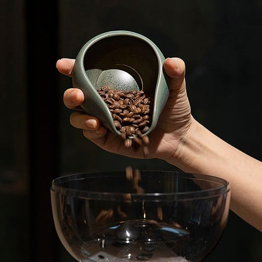 Loveramics 2-Pack Coffee Bean Dosing Cups by James Hoffmann, 30g-60g Capacity (Matte Dark Green)