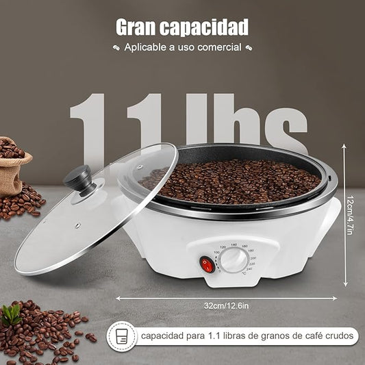 Coffee Roaster Machine for Home Use, Electric Coffee Bean Baker, Adjustable Temperature 32 to 464℉ 1.1 Pounds Capacity, for Cafe Shop, Nut, Peanut, Black Bean, Soybeans 110V 800W