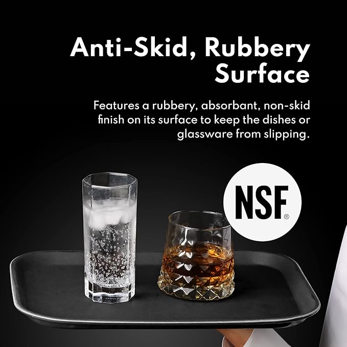 New Star Foodservice Restaurant Grade Non-Slip Tray, Plastic, Rubber Lined, Rectangular (Brown, 12-Inch x 16-Inch)