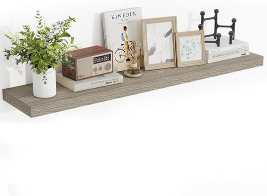 48 Inch Floating Shelves, 3D Textured Wood Grain, 48"x9.25"x1.5" Inch Deep Floating Shelves for Wall, Wooden Shelves for Bathroom, Bedroom, Living Room, Vintage Gray Oak, 1 Piece