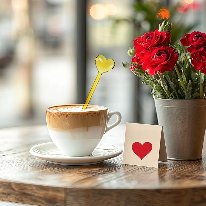 12 Pcs Heart Drink Stirrers Stir Sticks Valentine's Day Coffee Stirrers Swizzle Sticks Hot Cocoa Bar Supplies Coffee Bar Decoration Reusable Beverage Cocktails Mixers