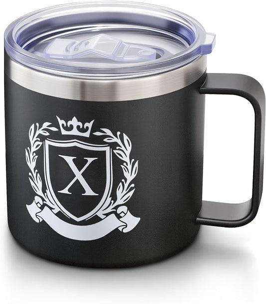 Personalized 14 Oz Insulated Coffee Mug with Lid Travel Large Cup Coworker Friends Neighbors Farewell Going Moving Away Leaving Goodbye Basic Training Job Promotion House Warming New Home Men Gifts,X
