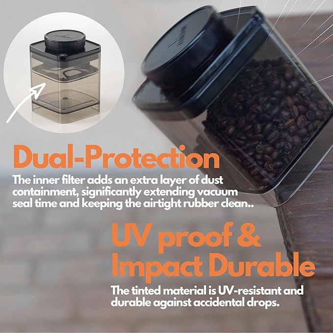 ANKOMN Coffee Vacuum Container, Patented Turn-n-Seal Canister Features the Airtight Vacuum Sealed Rubber and Inner Plate, Holding the Vacuum and Keeping Your Coffee Fresh Longer (One Pound)