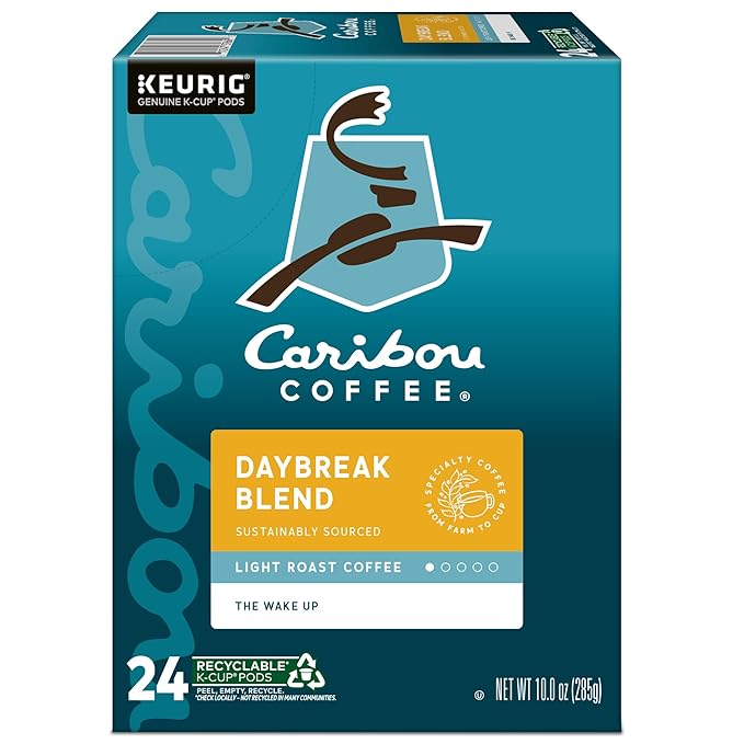 Caribou Coffee Daybreak Morning Blend, Keurig Single-Serve K-Cup Pods, Light Roast, 96 Count (4 Packs of 24)