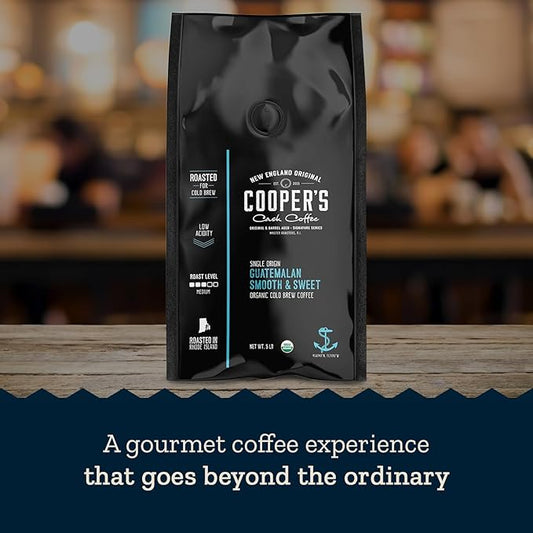 Guatemala Organic Cold Brew Coffee, Single Origin & Gourmet Beans, Tasting Notes of Milk Chocolate, Creamy Caramel & A Hint of Orange, Medium Roast Coarse Ground Beans, 5 lb Coffee Bag
