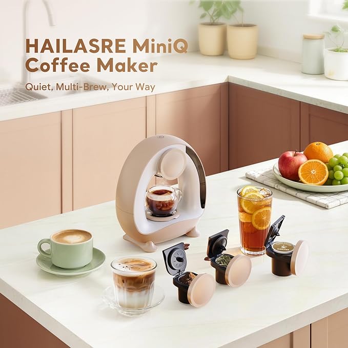 3 in 1 Single Serve Coffee Maker for K Cup,Ground Coffee and Tea Leaves,1400W 20s Fast Heating Mini K Cup Coffee Brewer,One Button Operation,Spring Easter Outdoor Portable for Small Spaces