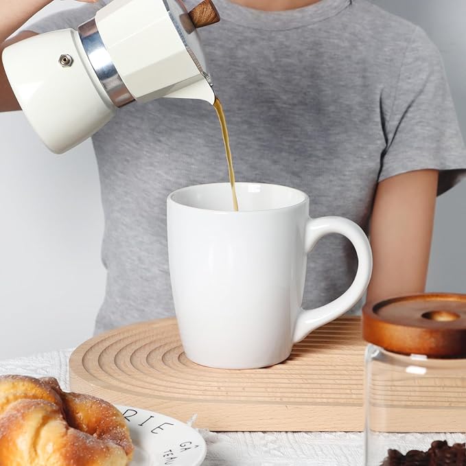 Smilatte 20 OZ Large Coffee Mug, Nice Ceramic Boss Tea Cup with Big Handle for Dad Men Women, Unique Style For Any Kitchen, Pure White