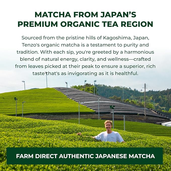Tenzo Matcha Green Tea Powder, Organic Cafe Sweetened Matcha Latte Green Tea Powder, Ceremonial Barista Crafted Mix - Authentically Japanese - Matcha Latte Mix (5.29 Ounce)