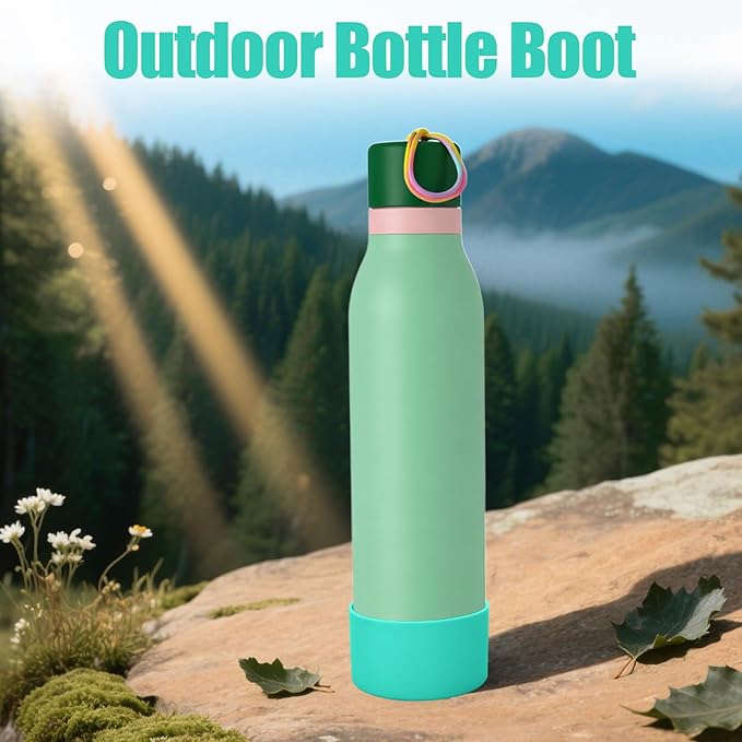 Mity rain 2PCS Silicone Boot for Owala FreeSip Twist Water Bottle, Anti-Slip, Noise-Reducing,Prevents Scratches(18oz Green)