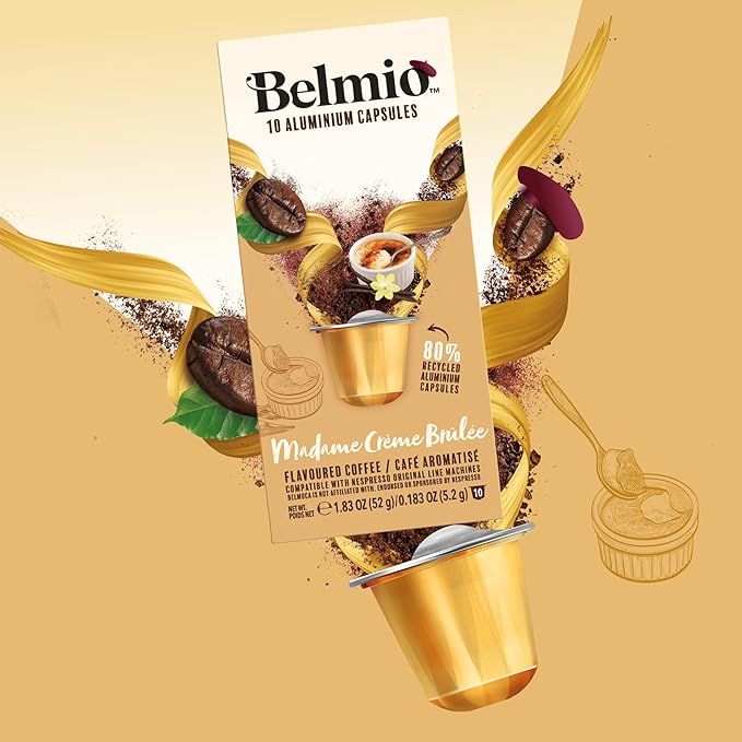 Belmio Madame Crème Brûlée Espresso Coffee Pods – Medium Roast – Creamy & Sweet - Nespresso Original Line Compatible – 10 Count (Pack of 10)