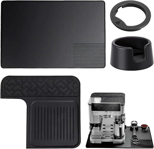 4 in 1 Silicone Coffee Maker Mat for Ninja Luxe ES601 & ES701: Top/Coffee Bar Mats + Espresso Tamper Base + Burr Anti-Jam Ring – Food-Grade Silicone, Water-, Slip-& Heat-Resistant Coffee Accessories