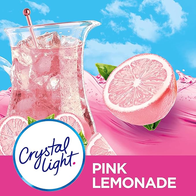 Crystal Light Pink Lemonade Drink Mix, 12-Quart 2.9-Ounce Canister (Pack Of 3)