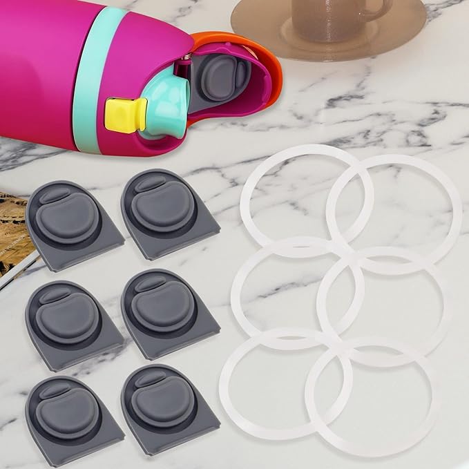 6 Sets Replacement Stopper and O Ring Gasket Compatible with Owala FreeSip 24oz 32oz,Water Bottle Lid Insert Cap Rubber Seal Parts for Owala 16/19/24/32/40oz Mouthpiece Accessories Z6S1