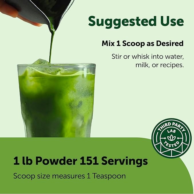 Micro Ingredients Organic Matcha Green Tea Powder, First Harvest, Culinary Grade from Japan, 100% Pure & Unflavored, Great for Tea, Latte, & Smoothies, Non-GMO, No Sugar, Eco-Friendly Packaging, 1 Lb