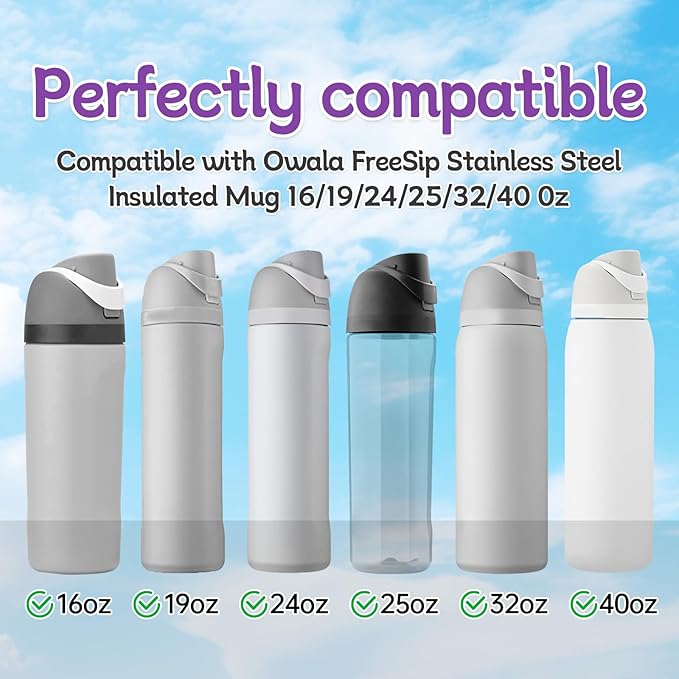 2 Pcs Replacement Rubber Seal Stopper Compatible with Owala FreeSip,Water Bottle Top Gasket Lid for Owala 16/19/24/32/40oz Seal Mouth Cap Silicone Stopper Parts Insert Accessories（Puple）