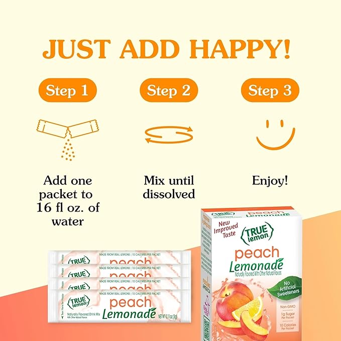 True Lemon Peach Lemonade, 10 count