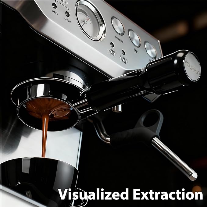 VOURMIO 54mm Bottomless Portafilter - 3 Ears with Stainless Steel Filter Basket, Fits Breville Barista Express, Pro, Touch, Bambino Plus, Infuser (880BSS, 870XL, 878BSS, 500BSS, 840XL), Black