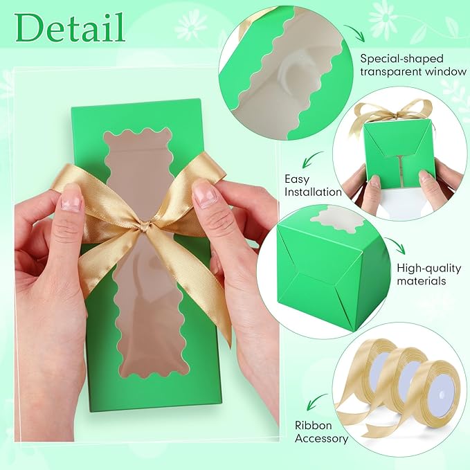 Windyun 100 Pcs Tumbler Gift Boxes for Sublimation Glass Exhibition Boxes Transparent for 12oz 16oz 20oz Shipping Cup Exhibition Packaging for Jars Mug Can Party Supplies(Green)