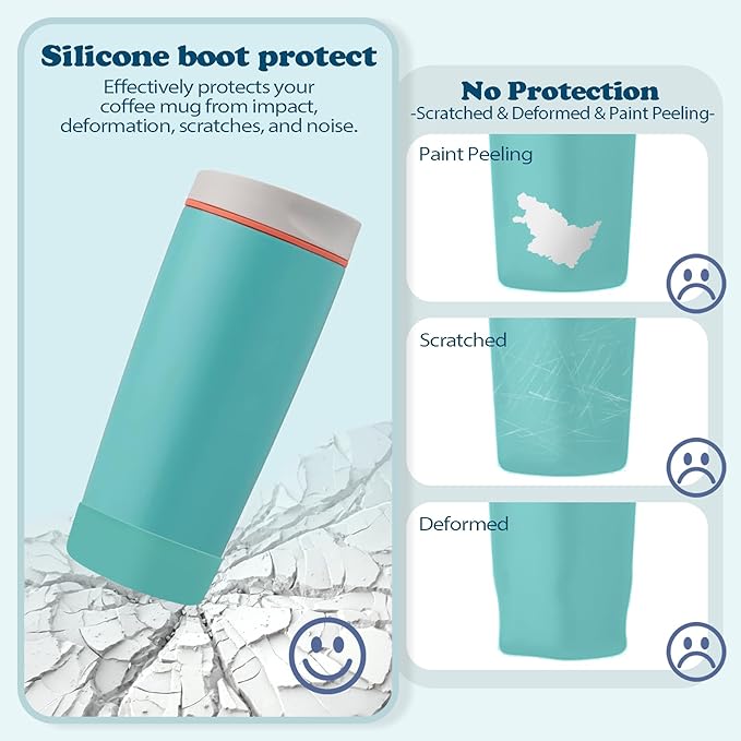 2Pcs Silicone Boot for Owala SmoothSip Slider Coffee Tumbler 20oz 12oz, Anti-Slip Sleeve for Travel Coffee Mug, Protective Accessories for Owala, BPA Free (Beachy Breeze)