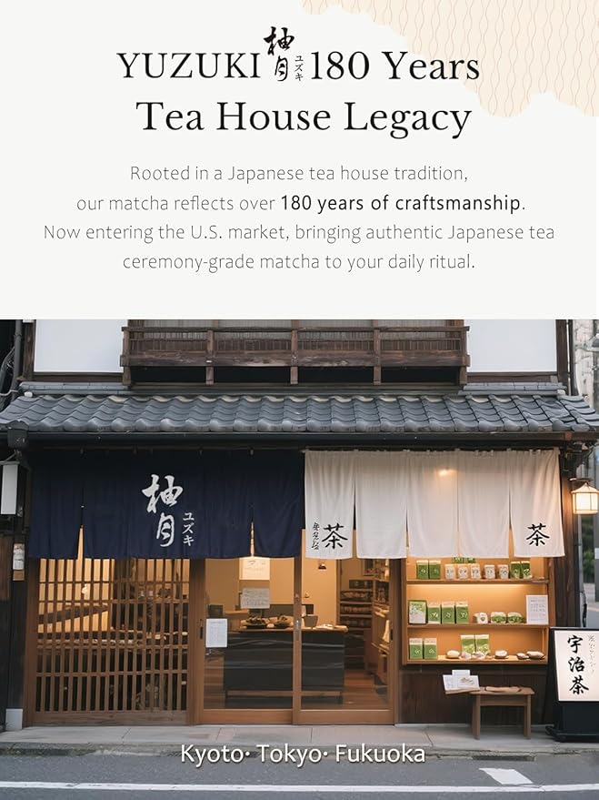 YUZUKI Matcha 100g - Japanese Ceremonial Grade Matcha Green Tea Powder- First Harvest - Product of Japan, Uji Kyoto - Zero Sugar - USDA and JAS Certified (3.5 oz)