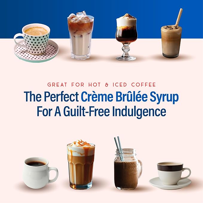 RIO Creme Brulee Sugar Free Coffee Syrup – Low Calorie, Silky & Toasty Flavor for Hot or Iced Drinks, Lattes & Macchiatos, Barista-Grade Zero-calorie sweetener, Skinny syrups sugar free– 700ml