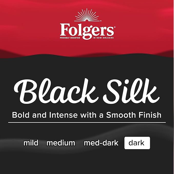 Folgers Black Silk Dark Roast Coffee, 9.6 Ounces (Pack of 6)