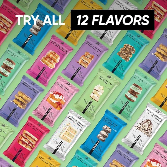 TRUBAR Vegan Protein Bars - Soy Free, Dairy Free, Gluten Free Protein Bars - No Sugar Alcohols - Non-GMO - 12g of Protein - It's Mint To Be Chip - 12 Count
