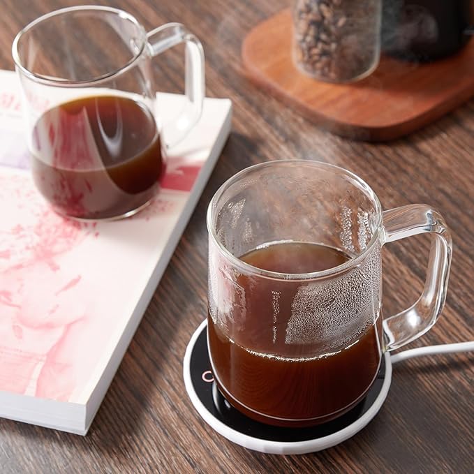 Large Glass Coffee Mugs, 20 oz Glass Coffee Cups Set of 4, Clear Borosilicate Glass Mugs with Handles for Cappuccino, Tea, Latte, Hot/Cold Beverages, Wine, Americano