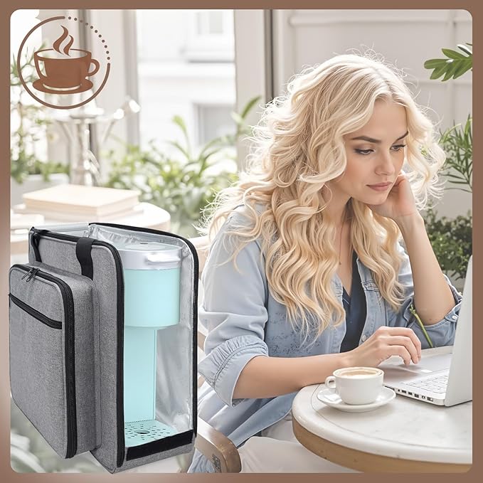 Portable Carrying Coffee Maker Travel Bag Match for Keurig K-Mini/K-Mini Plus/K-Express, Single Serve Coffee Machine Travel Bag with Padded Shoulder Straps Includes Multiple Storage Bags, Black