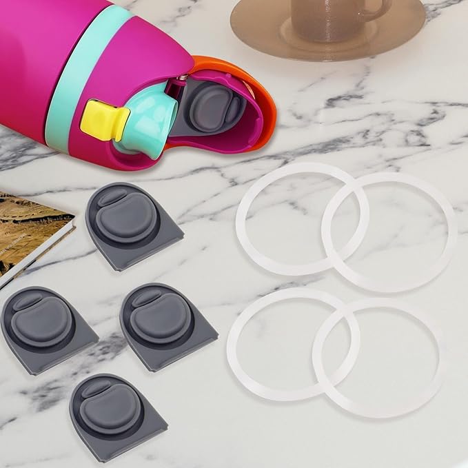 4 Sets Replacement Rubber Stopper and O Ring Gasket Compatible with Owala FreeSip 24oz 32oz,Water Bottle Lid Insert Cap Seal Parts for Owala 16/19/24/32/40oz Mouthpiece Accessories Z4K1