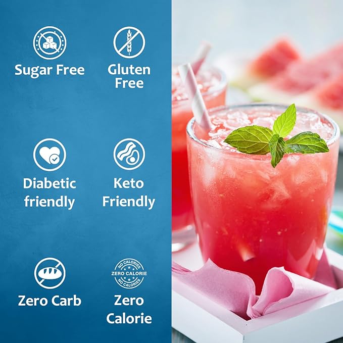 Syruvia Sugar-Free Watermelon Syrup, Flavored Syrup for Drinks, Cocktails, Lemonades, Iced Teas, and Desserts – 25.4 fl oz, With Pump