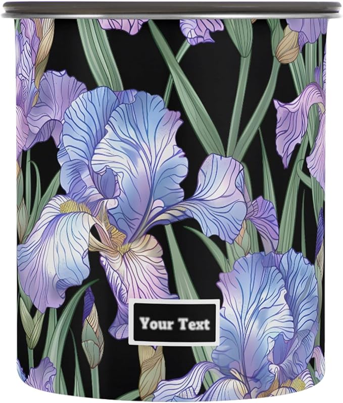 ALAZA Purple Iris Flowers Floral Airtight Coffee Bean Canister Customed 500ml Food Storage Containers with Lids For Gournd, Tea, Sugar, Flour, Rice, Cereal, Candy Cookie Jar