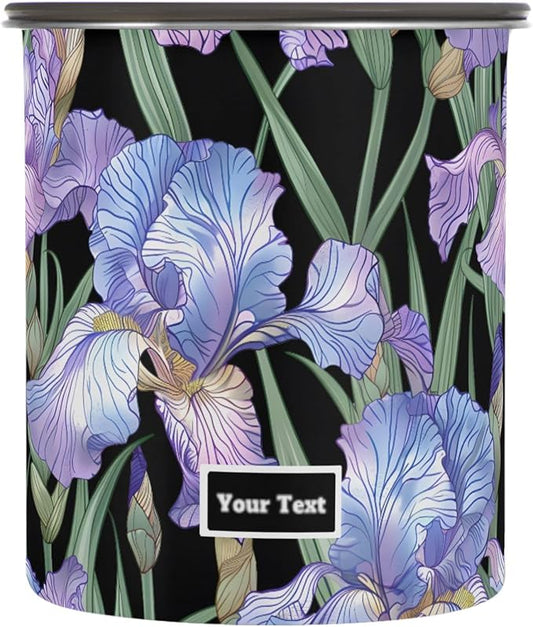 ALAZA Purple Iris Flowers Floral Airtight Coffee Bean Canister Customed 500ml Food Storage Containers with Lids For Gournd, Tea, Sugar, Flour, Rice, Cereal, Candy Cookie Jar