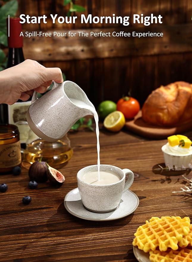 Yedio 9 oz Stoneware Creamer Pitcher – Small Milk Jug with Handle, Ceramic Creamer Cup Container for Coffee, Microwave & Freezer Safe