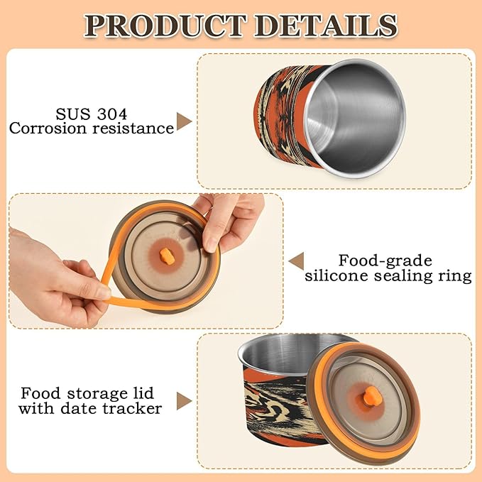 YETTASBIN Tiger Airtight Food Storage Containers 900ml/30oz, Stainless Steel Coffee Canisters with Vacuum-Lock Lid for Kitchen Organization, Coffee Bean, Tea, Sugar, Flour