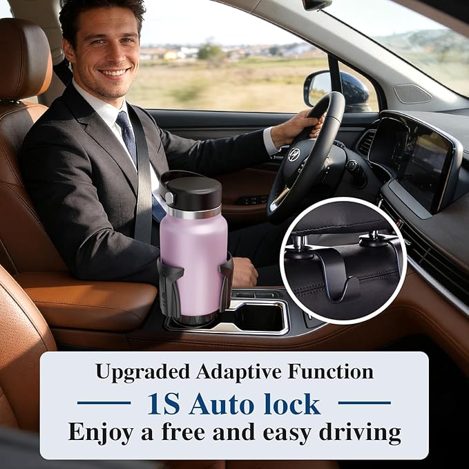 Car Cup Holder Expander, Cup Holder Extender Adapter with Expandable Arm and Adjustable Base, Compatible with Yeti Ramblers, Hydro Flasks, Stanley, Owala Most Coffee Mugs Bottles & Cups (CUP-B-2pack)
