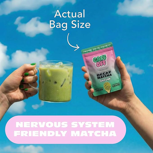 Caff Off Decaf Strawberry Matcha Green Tea Powder From Japan – 1.06 oz / 30 g – Ceremonial Grade & Sugar-Free – No Fillers or Milk Powders – Naturally Decaffeinated Without Chemicals – Tested for Heavy Metals – First Harvest, Shade-Grown & Caffeine-Fre...
