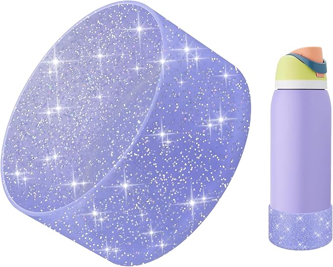 Protective Glitter Silicone Boot Compatible with Owala 24oz 32oz 40oz, Bling Cup Sleeve Bottom Bumper Cover Compatible with Owala FreeSip, Twist, or Flip Stainless Steel Water Bottles