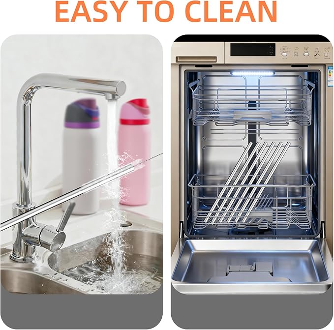 Straw Replacement for Owala Water Bottle 24 oz 32 oz, Reusable Stainless Steel Straws with 1 Cleaner Brush, BPA-free Dishwasher Safe Accessories Compatible with Owala Water Bottle