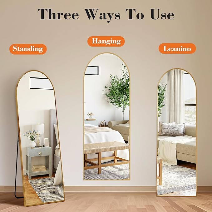 NEWBULIG Full Length Mirror, Upgraded Body Wall Mirrors with Shatter-Proof Glass, Floor Standing Mirror, Home Wall Decor