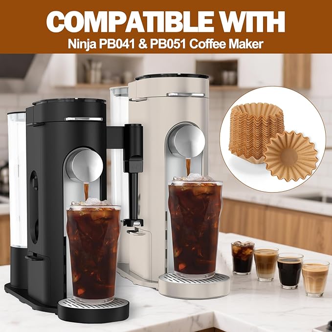 Palksky 150PCS Disposable Coffee Filters for Ninja PB051/PB041 Makers, Premium Replacement Paper Filter for Ninja Pod & Grounds Specialty Single-Serve, Enhance Flavor & Reduce Bitterness