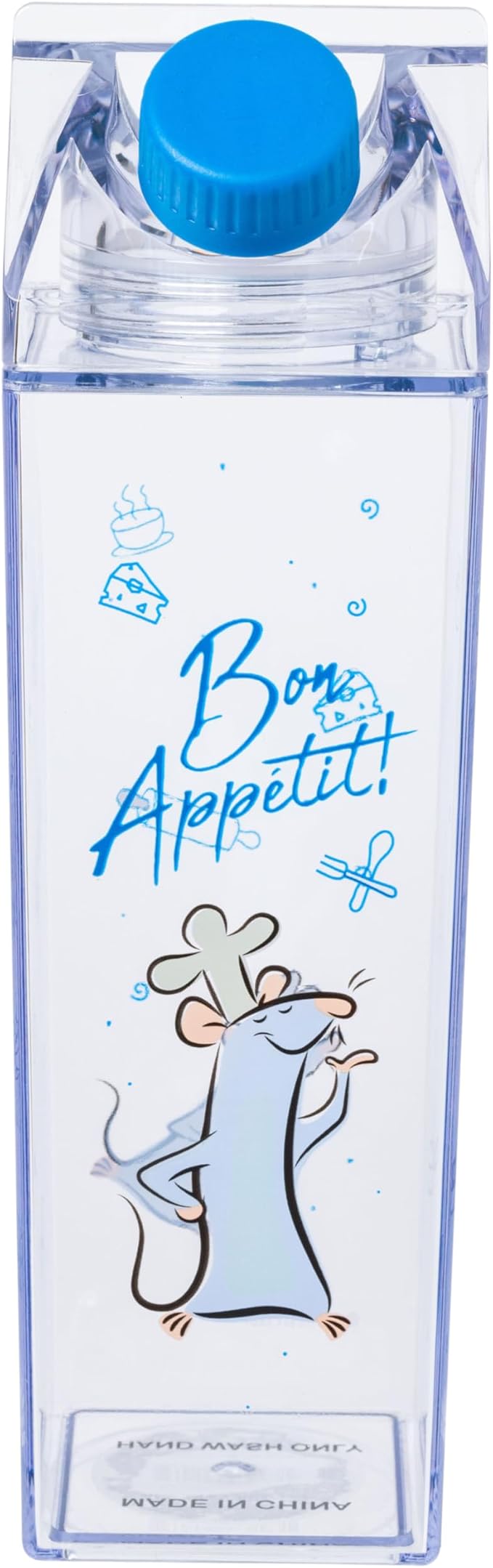 Silver Buffalo Disney Pixar Ratatouille “Bon Appetit” Plastic Milk Carton Bottle Featuring Remy, 16.2 Ounces
