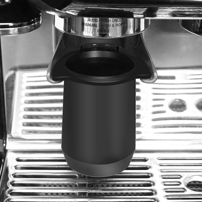 54mm Espresso Dosing Cup for Portafilter, Matte Black Grounds Cup with Grinder-Activating Ring, Easy Transfer & Less Mess, Compatible with 54mm Breville Portafilters