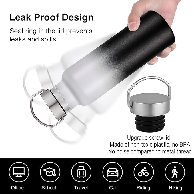 Standard Mouth Handle Lid | Fits Neihepal 20oz & 24oz Insulated Water Bottles | Leak Proof & BPA Free | Insulated Replacement Lid