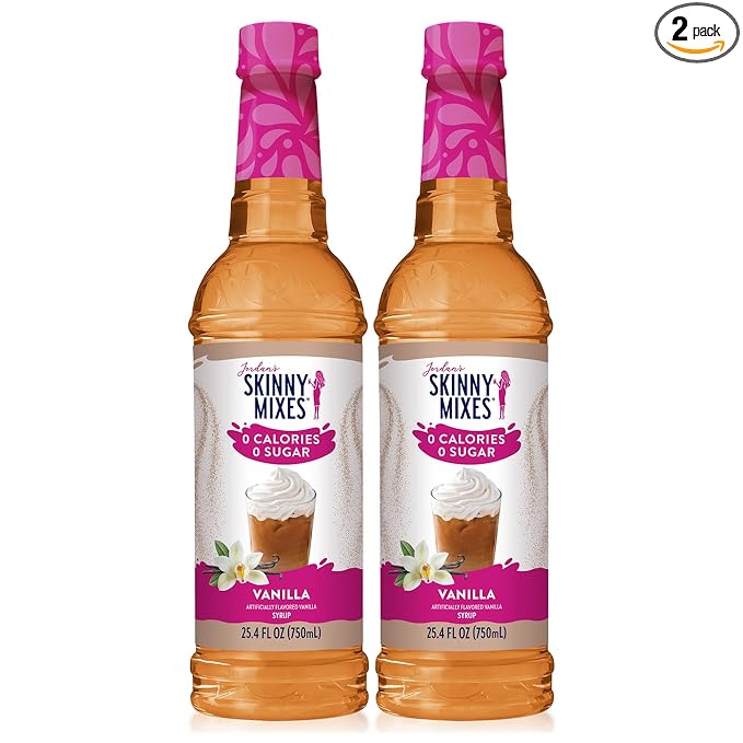 Jordan's Skinny Mixes Sugar Free Coffee Syrup, Vanilla Coffee Flavoring Syrup, Zero Calorie Drink Mix, Lattes, Baking, Protein Shake or Cocktail, Dairy & Gluten Free, Kosher, 25.4 Fl Oz, 2 Pack