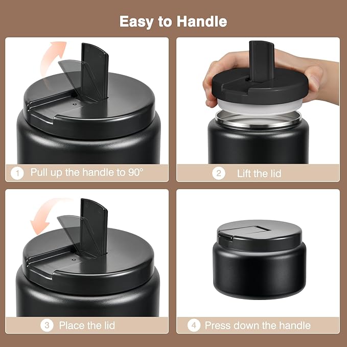 Coffee Canister, Premium Stainless Insulated Vacuum Steel Coffee Bean Storage Container Travel Jar, Kitchen Food Airtight Coffee Grounds Container for Tea, Sugar, Flour (13.5oz-Black New)
