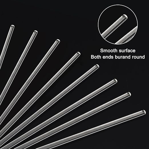 stonylab 8 Pack Glass Stirring Rods, Solid Borosilicate Glass Rods Stirrers Sticks with Rounded Ends for Lab Kitchen, 12 Inch Length