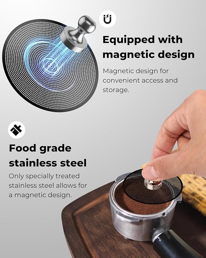 3 Pcs 58mm Espresso Puck Screen with Round Hole in the Middle - 0.2mm Ultra Thin Espresso Puck, Stainless Steel Reusable Coffee Filter, Suitable for La Marzocco/Gaggia (Black)